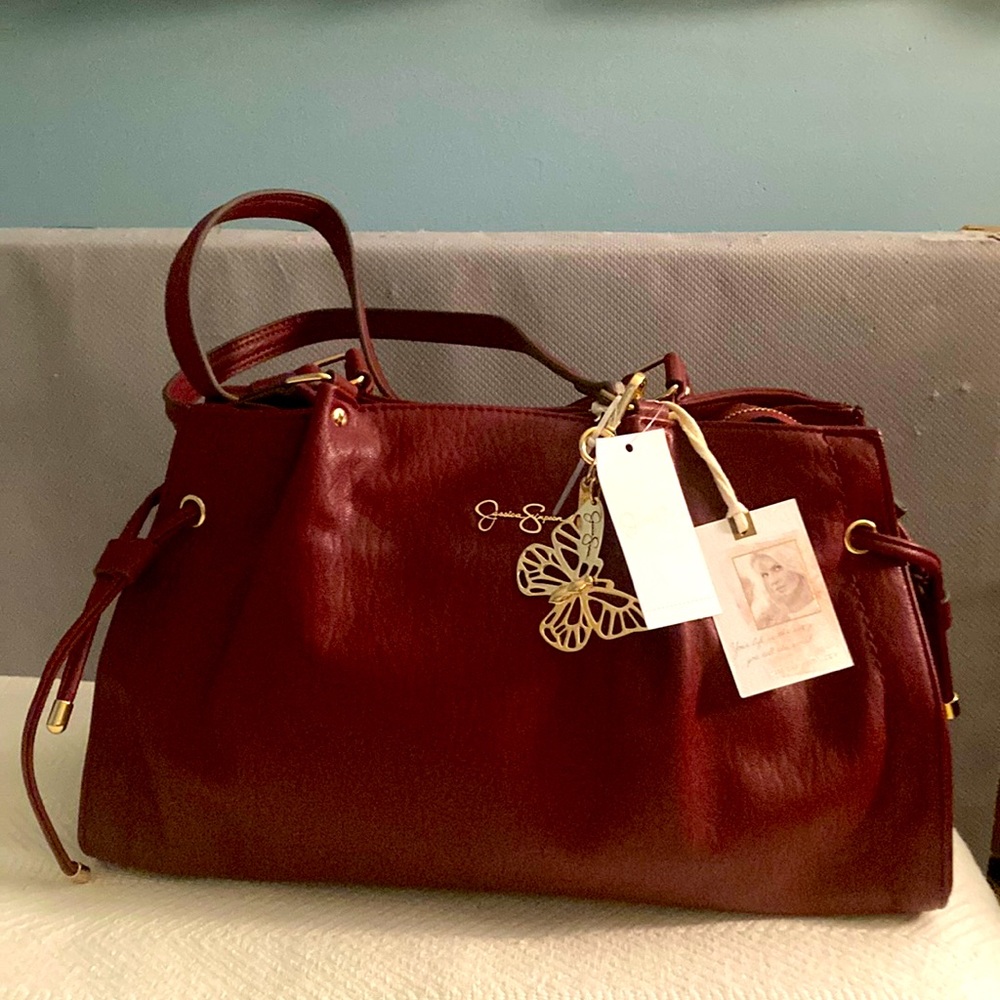 Jessica Simpson Arden Tote Purse in Port (Red Maroon)